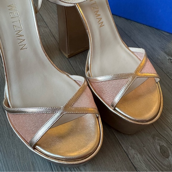 Stuart Weitzman Noche Skyhigh 145 Platform Sandals | Gold | Size 10.5 - Picture 2 of 12